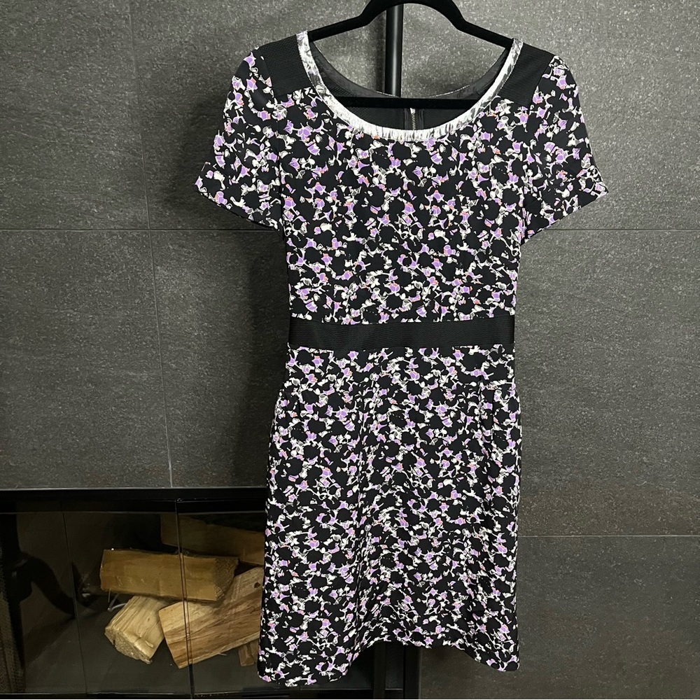Marc by Marc Jacobs Black and Purple Silk Fit and Flare Dress - Picture 5 of 16
